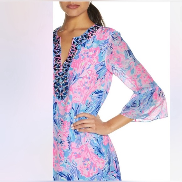 NWT Lilly Pulitzer Elenora Silk Dress Periwinkle Purple Fan Sea Pants 💥RARE 💥 - Picture 4 of 8